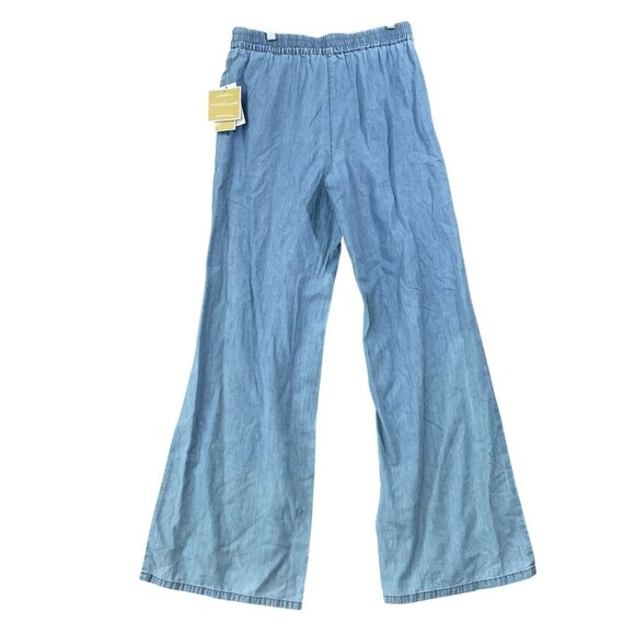 NEW Michael Kors Womens XS Chambray Pleated Wide Leg- Sky blue wash - Picture 3 of 9